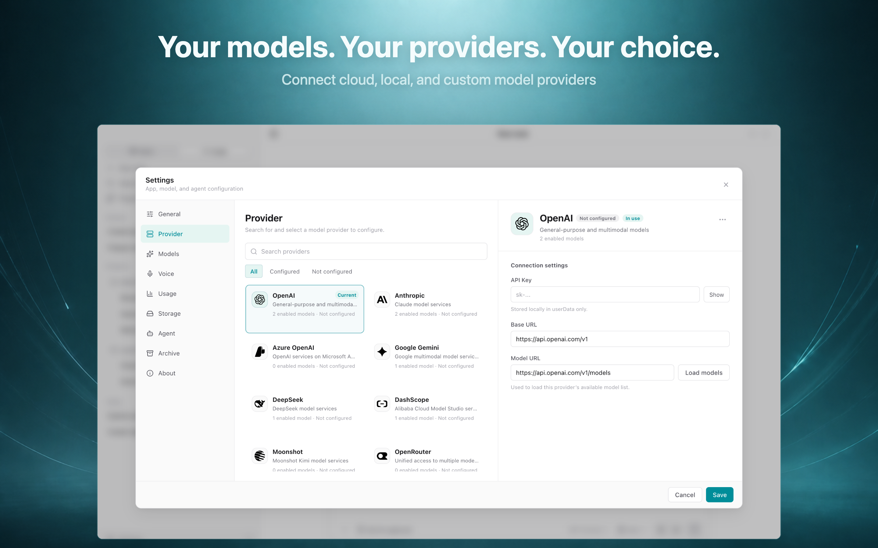 Helix Work provider configuration for cloud, local, and custom providers