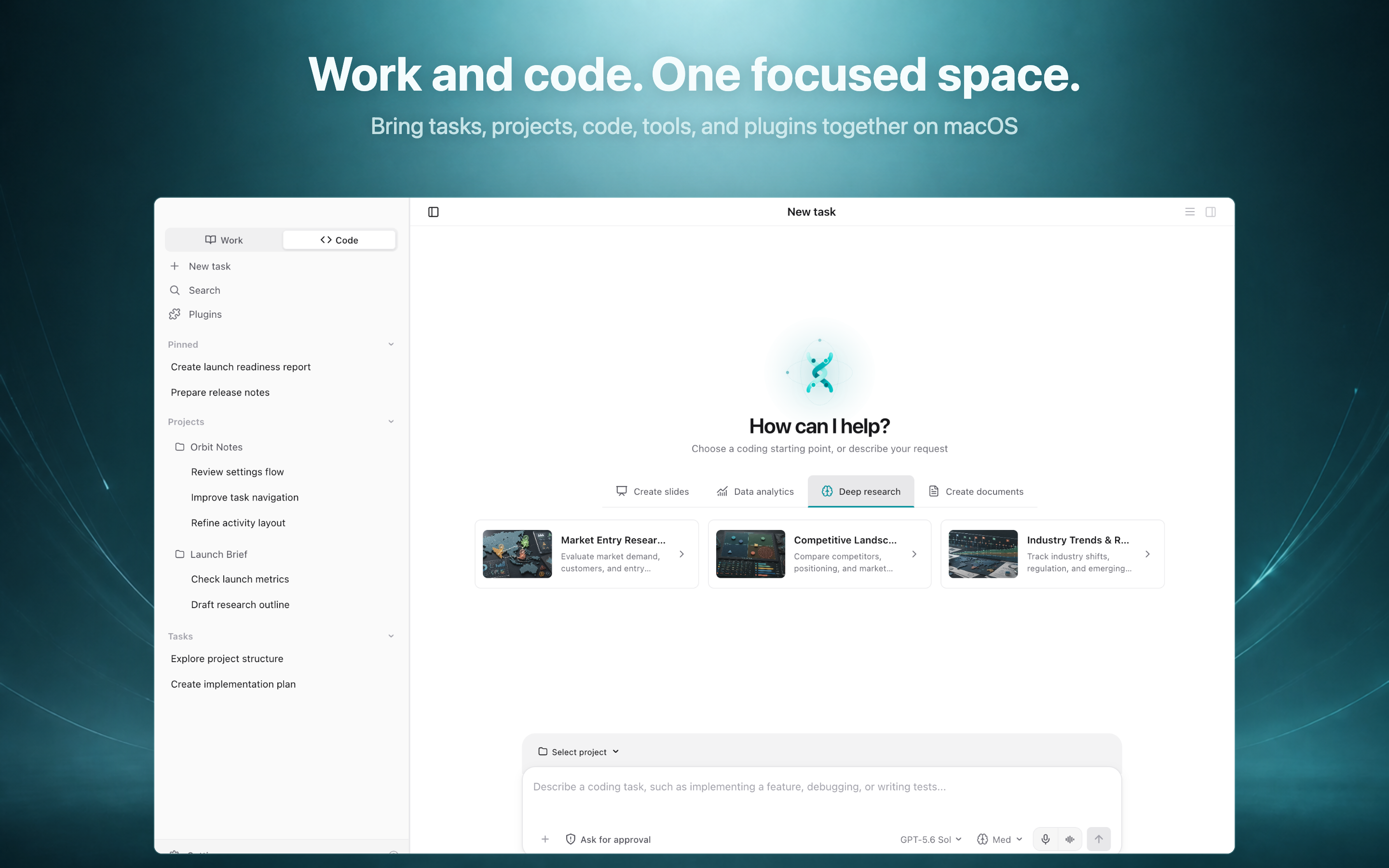 Helix Work task and project workspace